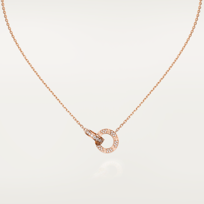 [RAFFINE] COLLAR LOVE DE 7,6 MM EN ORO ROSA Y PLATA CON DIAMANTES