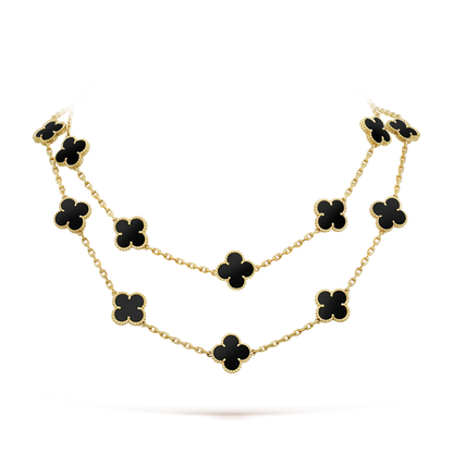 [RAFFINE]CLOVER 20 MOTIFS ONYX NECKLACE