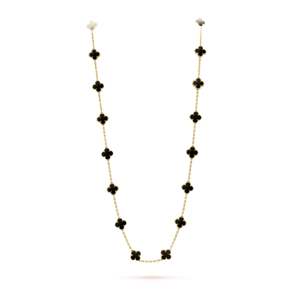[RAFFINE]CLOVER 20 MOTIFS ONYX NECKLACE