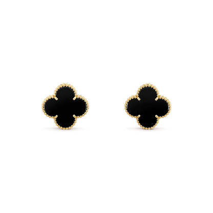 [RAFFINE]CLOVER MEDIUM 1 MOTIFS  ONYX STUD EARRINGS