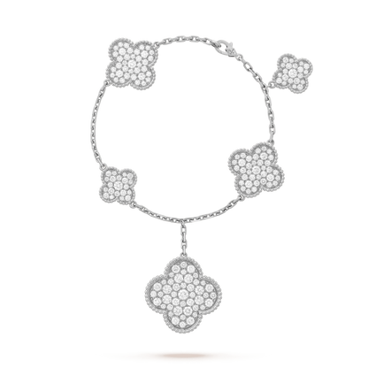 [RAFFINE]CLOVER 6 MOTIFS SILVER DIAMOND BRACELET