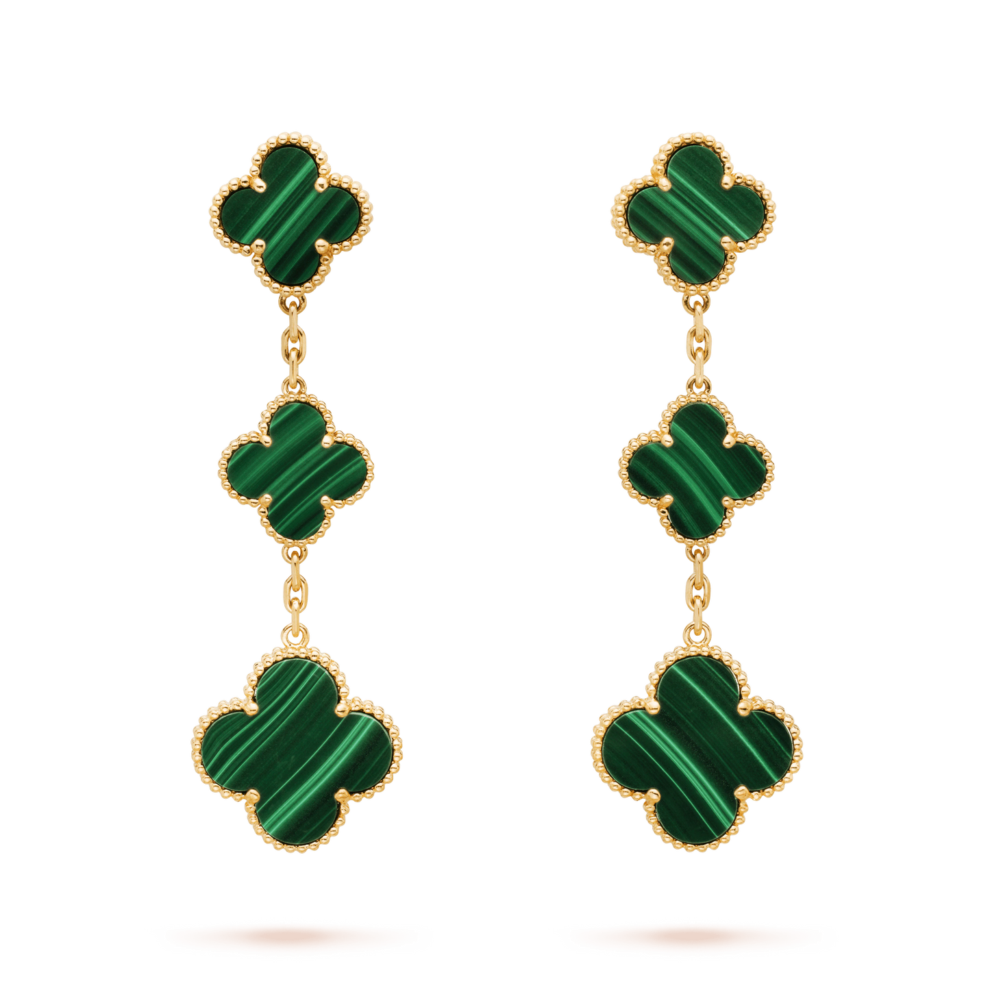 [RAFFINE]CLOVER MALACHITE 3 MOTIFS GOLD