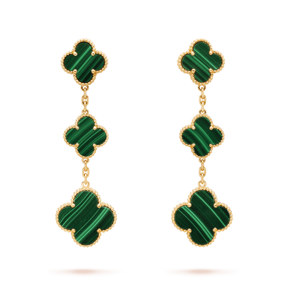 [RAFFINE]CLOVER MALACHITE 3 MOTIFS GOLD