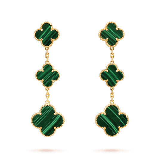 [RAFFINE]CLOVER MALACHITE 3 MOTIFS GOLD