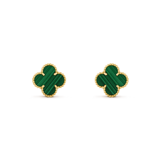 [RAFFINE]CLOVER MEDIUM 1 MOTIFS MALACHITE  EARRINGS