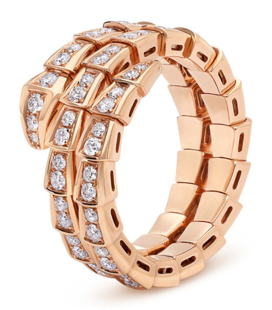 [RAFFINE]SERPENTI RING PINK GOLD DIAMOND DOUBLE ROW