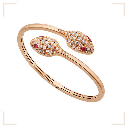 [RAFFINE] PULSERA SERPENTI ORO ROSA DIAMANTE DOBLE SERPIENTE