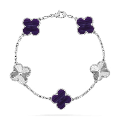 [RAFFINE]CLOVER 5 MOTIF PURPLE STRIPES BRACELET COLLECTION