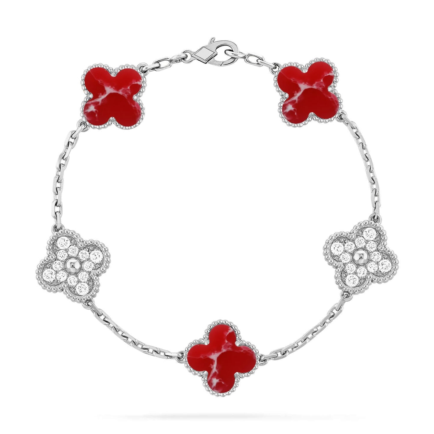 [RAFFINE]KLEEBKLEE 5 MOTIV ROT GEMUSTERTES ARMBAND KOLLEKTION