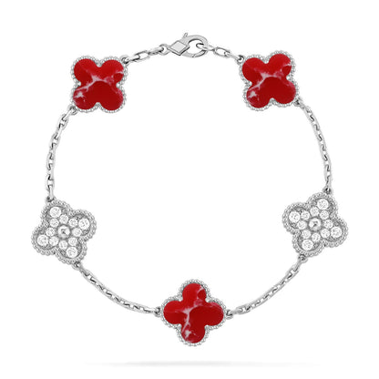 [RAFFINE]KLEEBKLEE 5 MOTIV ROT GEMUSTERTES ARMBAND KOLLEKTION