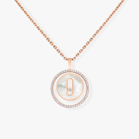 [RAFFINE]LUCKY MOVE 1 DIAMOND WHITE MOTHER OF PEARL PINK GOLD DIAMOND NECKLACE