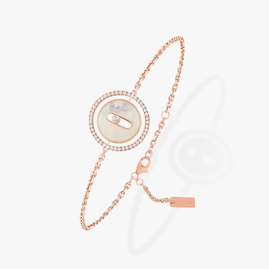 [RAFFINE]LUCKY MOVE WHITE MOTHER OF PEARL PINK GOLD DIAMOND BRACELET