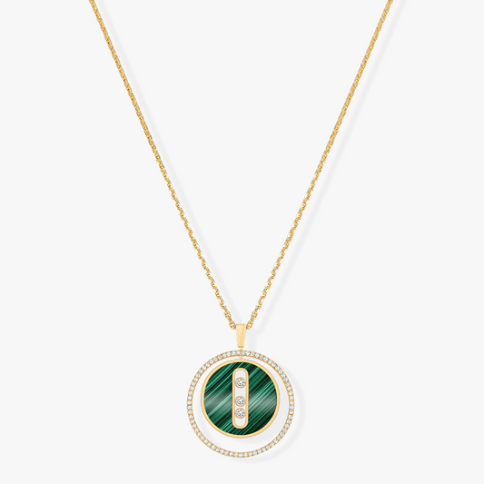 [RAFFINE]LUCKY MOVE 3 DIAMOND MALACHITE GOLD DIAMOND NECKLACE