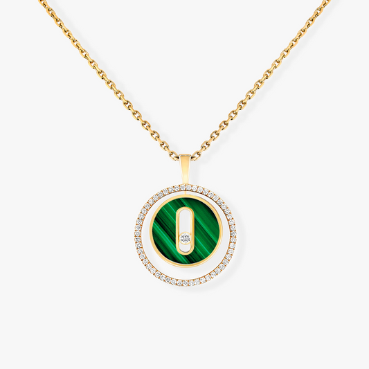 [RAFFINE]LUCKY MOVE 1 DIAMOND MALACHITE GOLD DIAMOND NECKLACE