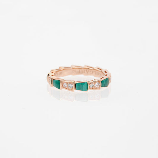 [RAFFINE]SERPENTI RING PINK GOLD MALACHITE DIAMOND 3MM