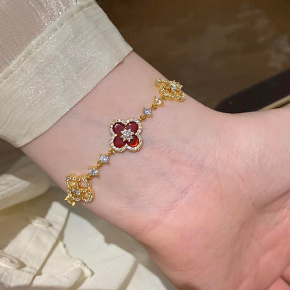 [RAFFINE] PULSERA CON 5 MOTIVOS DE TRÉBOL ROSA AZUL ROJO BLANCO 