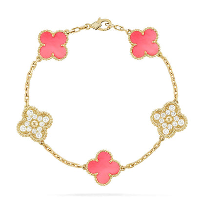 [RAFFINE] CLOVER 5 MOTIFS  PINK MOP BRACELET COLLECTION