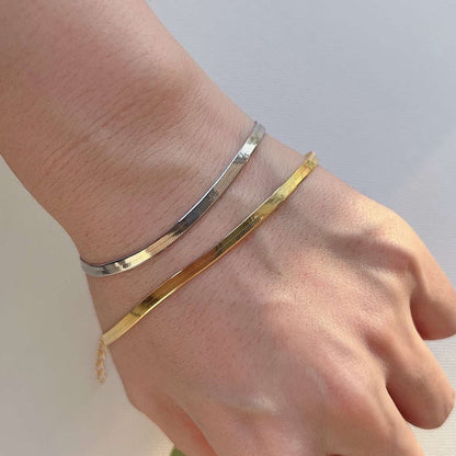 [RAFFINE]Collar de cadena de hueso de serpiente plano con cuchillas
