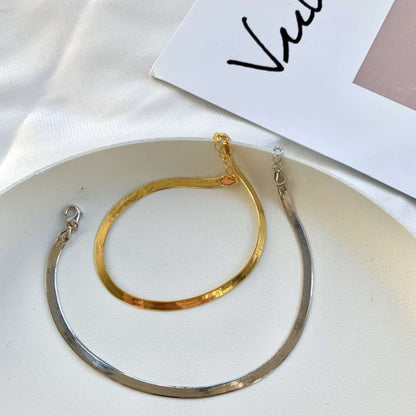 [RAFFINE]Collar de cadena de hueso de serpiente plano con cuchillas