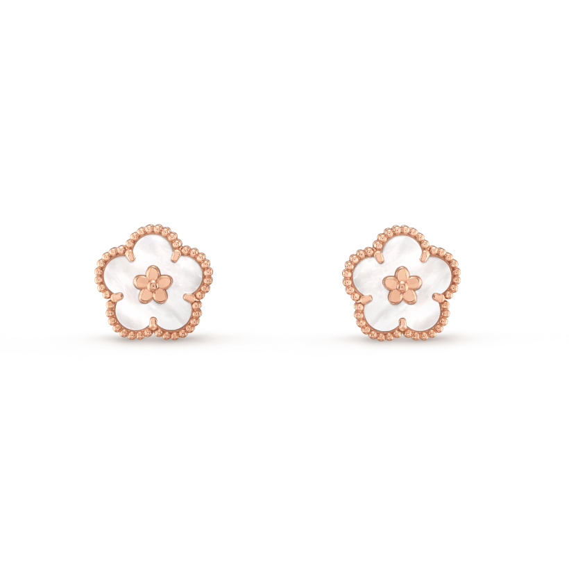 [RAFFINE]LUCKY PINK GOLD WHITE MOP EARRINGS