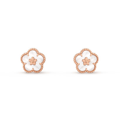 [RAFFINE]LUCKY PINK GOLD WHITE MOP EARRINGS