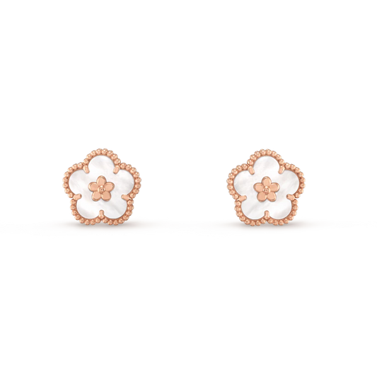 [RAFFINE]LUCKY PINK GOLD WHITE MOP EARRINGS