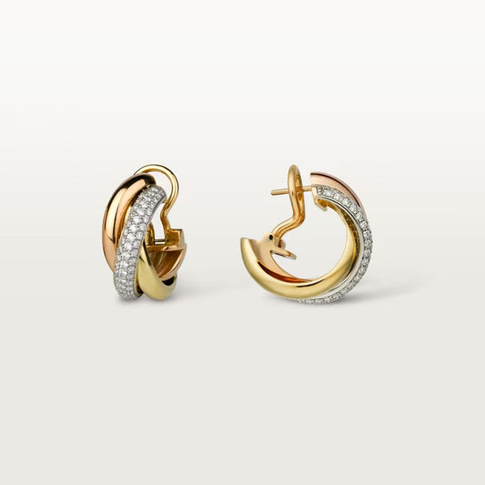 [Raffine]TRINITY HALF DIAMOND  CLASSIC EARRINGS