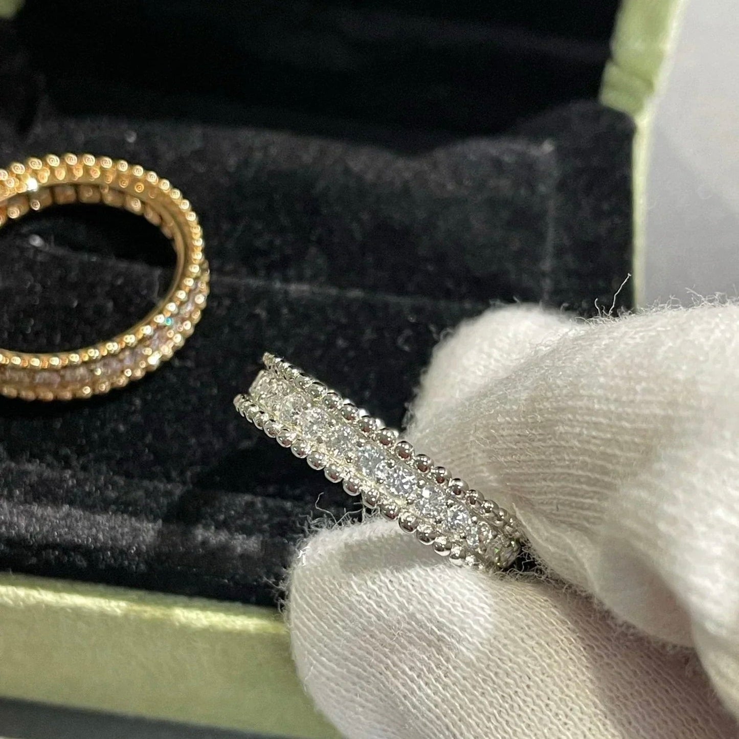 [RAFFINE] ANILLO DE PLATA CON DIAMANTES Y PERLEE