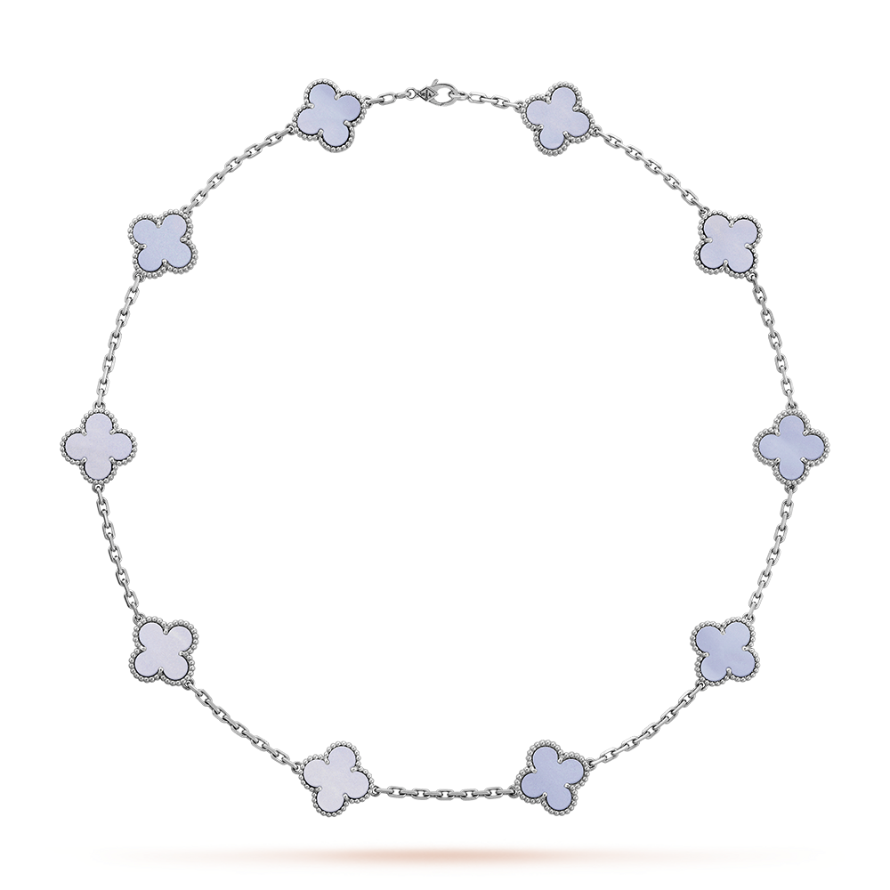 [RAFFINE]CLOVER 10 MOTIFS BLUE CHALCEDONY NECKLACE