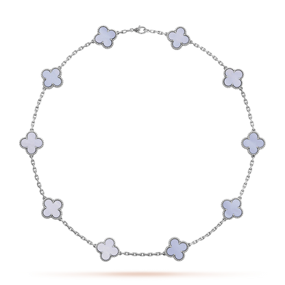 [RAFFINE]CLOVER 10 MOTIFS BLUE CHALCEDONY NECKLACE