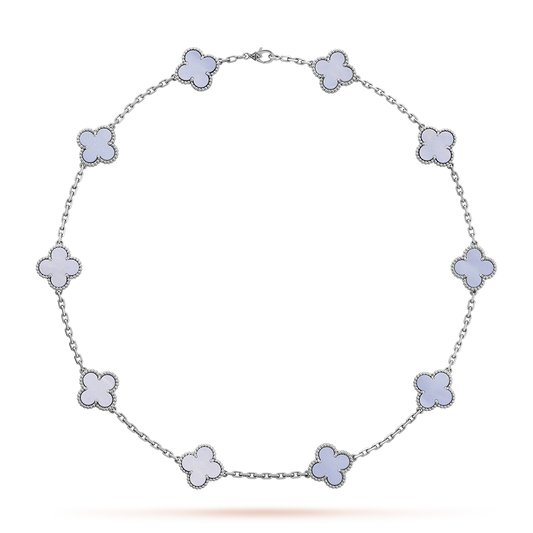 [RAFFINE]CLOVER 10 MOTIFS BLUE CHALCEDONY NECKLACE