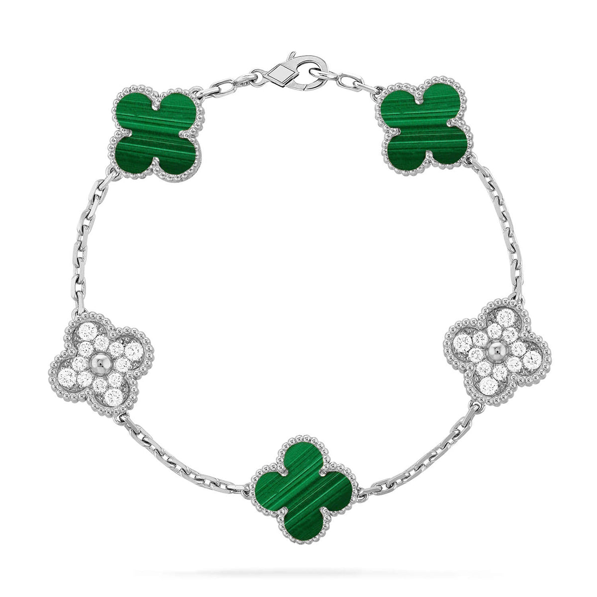 [RAFFINE] CLOVER 5 MOTIF MALACHITE BRACELET COLLECTION