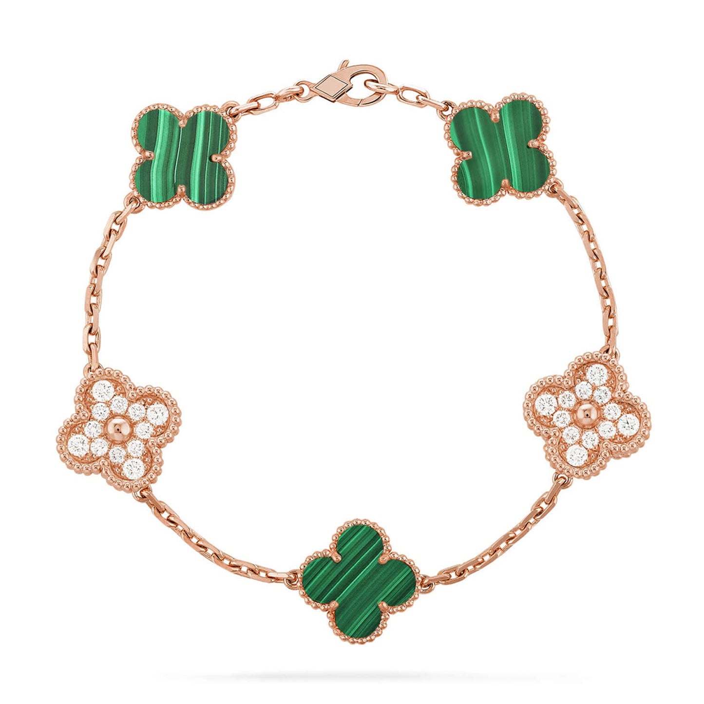 [RAFFINE] CLOVER 5 MOTIF MALACHITE BRACELET COLLECTION