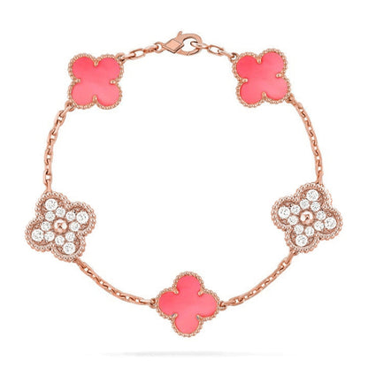 [RAFFINE] CLOVER 5 MOTIFS  PINK MOP BRACELET COLLECTION