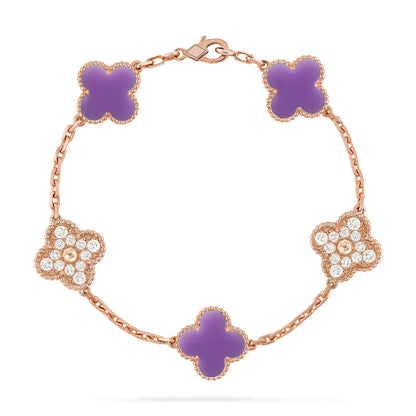 [RAFFINE]CLOVER 5 MOTIF LIGHT PURPLE BRACELET COLLECTION