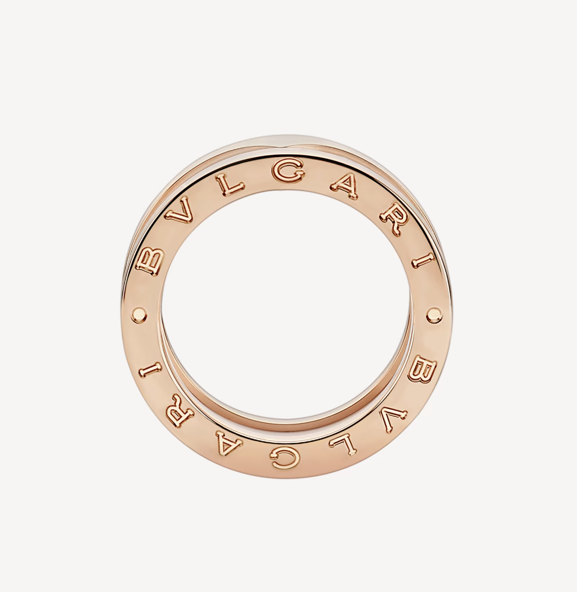 [RAFFINE]ZERO 1 ANILLO DE ORO ROSA CON ESPIRAL DE CERÁMICA BLANCA Y DOS BANDAS
