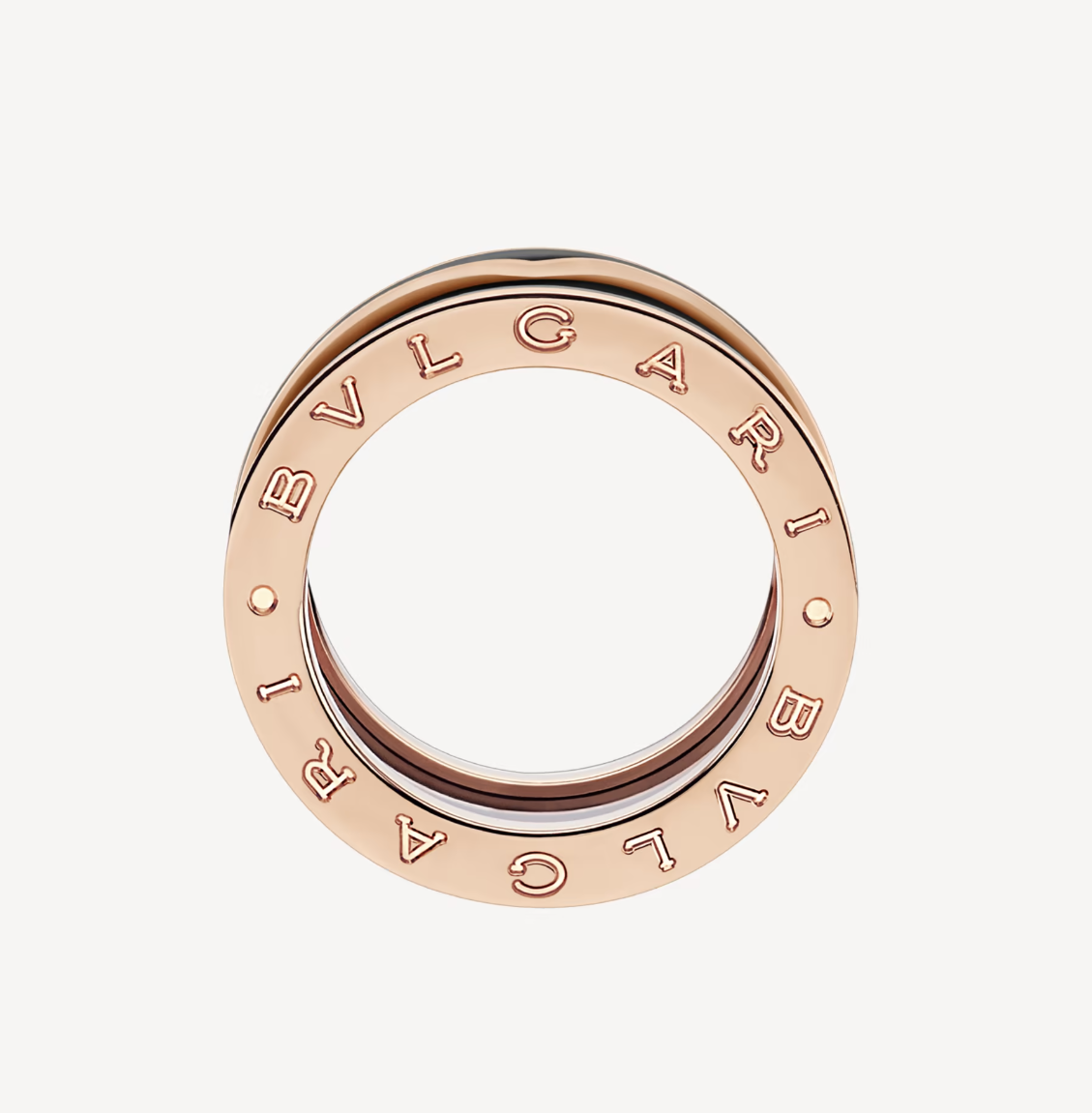 [RAFFINE]ZERO 1 ANILLO DE DOS BANDAS CON CERÁMICA NEGRA MATE EN ORO ROSA