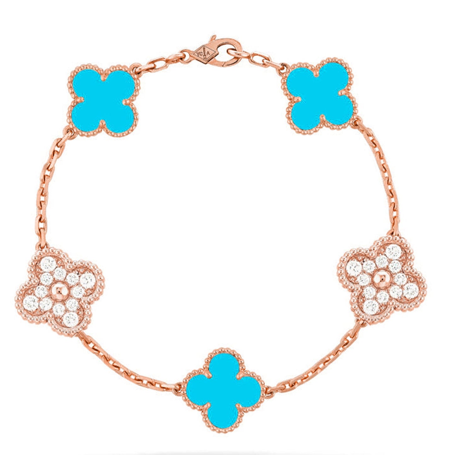 [RAFFINE] CLOVER 5 MOTIF TURQUOISE BRACELET COLLECTION