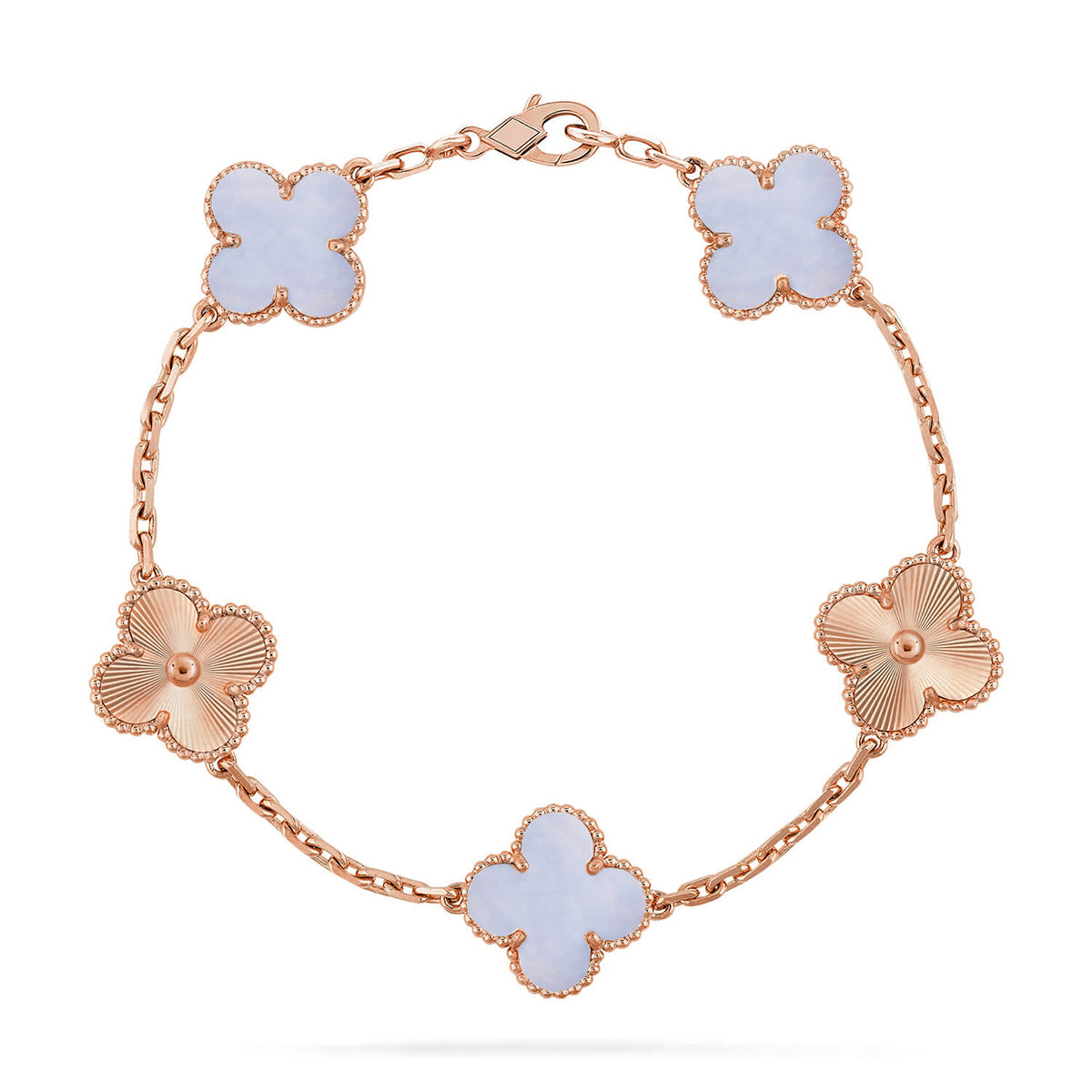 [RAFFINE] CLOVER 5 MOTIF PURPLE CHALCEDONY BRACELET COLLECTION