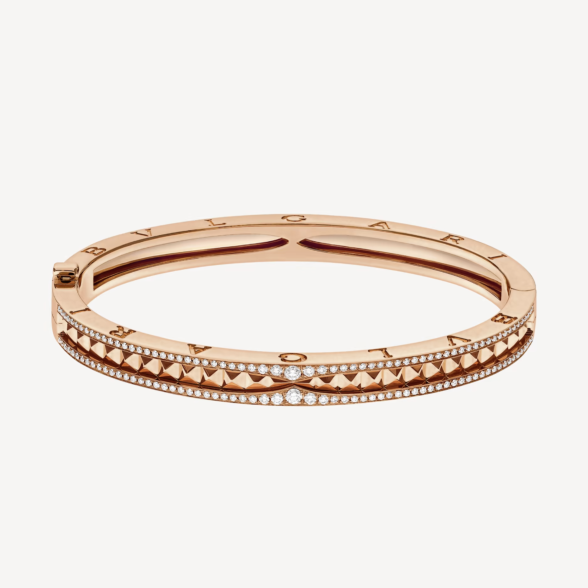 [RAFFINE]ZERO 1 SPIRAL AND PAVED DIAMOND PINK GOLD BRACELET