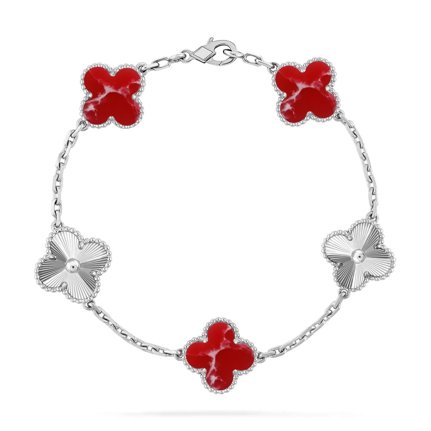 [RAFFINE]KLEEBKLEE 5 MOTIV ROT GEMUSTERTES ARMBAND KOLLEKTION