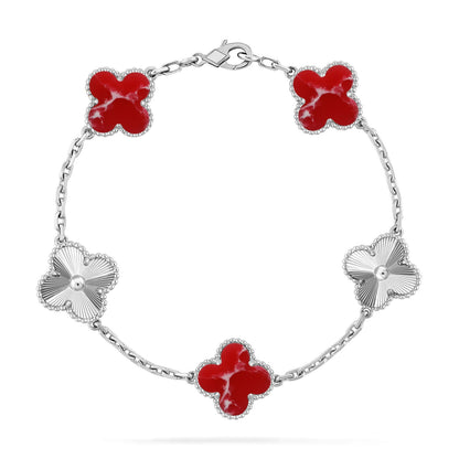 [RAFFINE]KLEEBKLEE 5 MOTIV ROT GEMUSTERTES ARMBAND KOLLEKTION