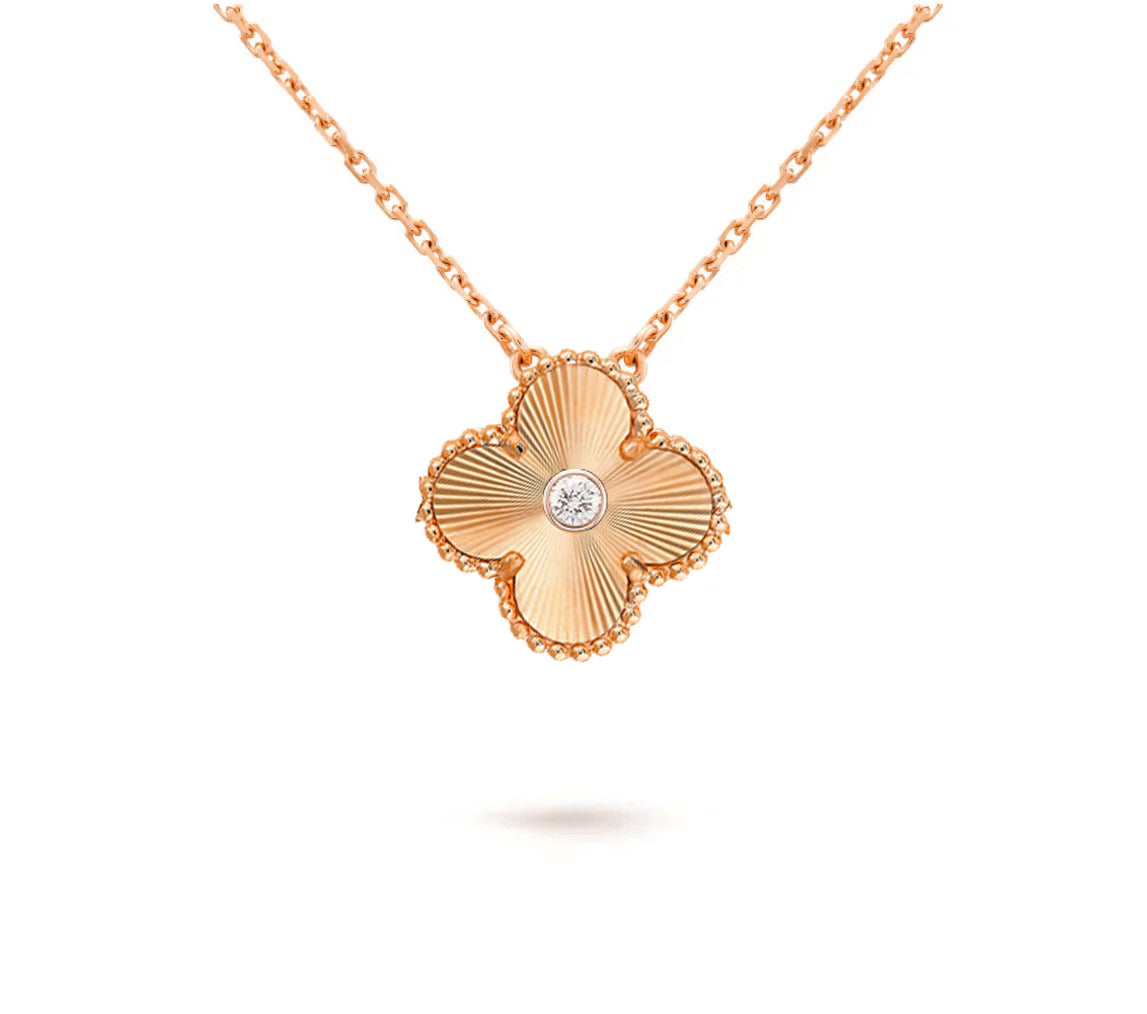[LUXE]CLOVER 15MM DIAMOND SINGLE FLOWER NECKLACE COLLECTION
