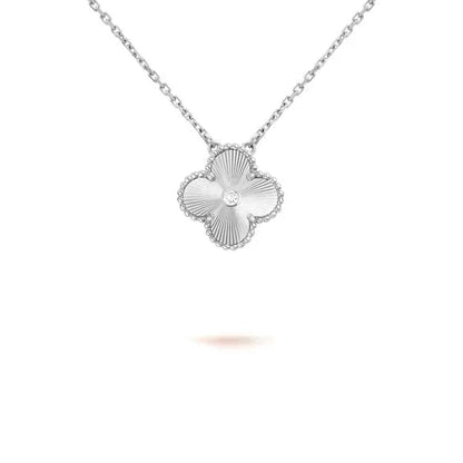 [RAFFINE]CLOVER  15MM DIAMOND LASER NECKLACE SILVER