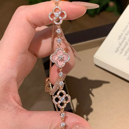 [RAFFINE] PULSERA CON 5 MOTIVOS DE TRÉBOL ROSA AZUL ROJO BLANCO 