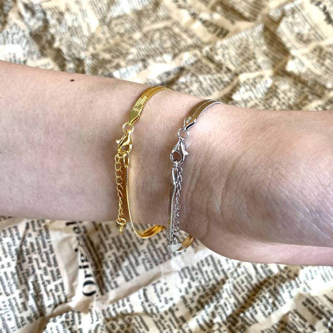 [RAFFINE]Collar de cadena de hueso de serpiente plano con cuchillas