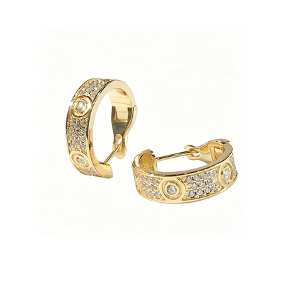 [Raffine]LOVE 5.5MM DIAMOND PAVED EARRINGS