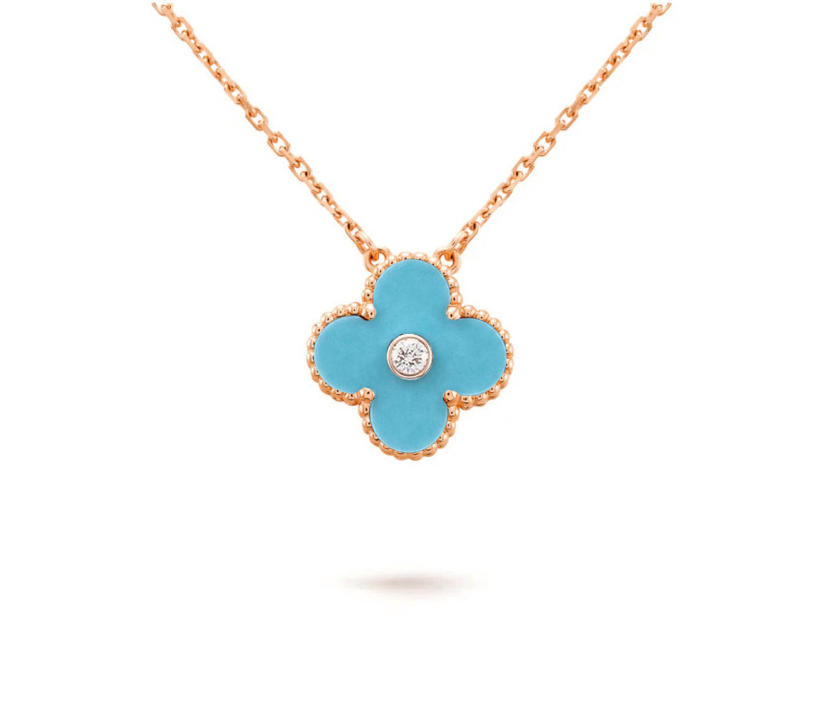 [LUXE]CLOVER 15MM DIAMOND SINGLE FLOWER NECKLACE COLLECTION