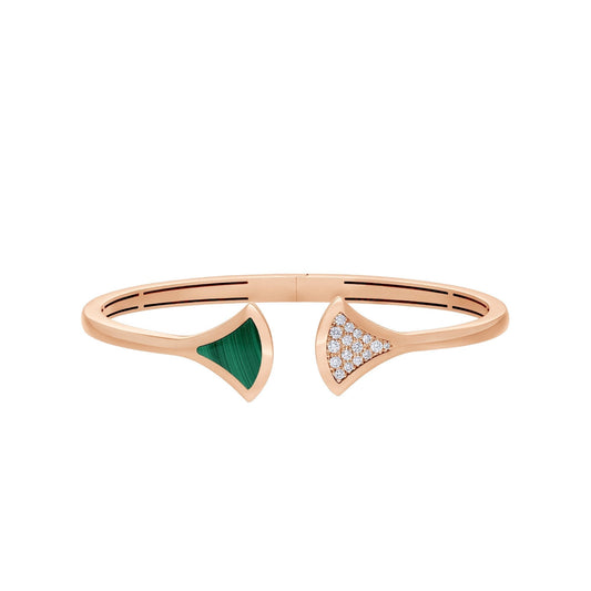 [RAFFINE] PULSERA DREAM ABIERTA MALAQUITA ORO ROSA