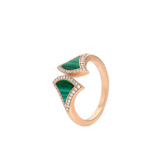 [RAFFINE]DREAM MALACHITE DIAMOND OPEN RING